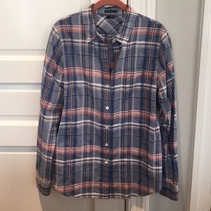 Theory long sleeve plaid shirt